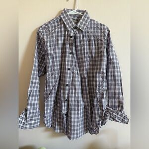 Express Men's Checkered Button-Down Shirt - Black and White